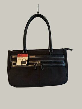 NWT Gotham Accessories Black Multi-Compartment Travel Tote Bag / Organizer